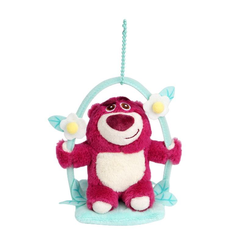 Genuine Disney Strawberry Bear Plush Toy Keychain Cute Stuffed Animal Bag Pendant