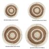 Tassel Edge Table Mat Handmade Braided Straw Woven Placemats Kitchen Accessories   Kitchen
