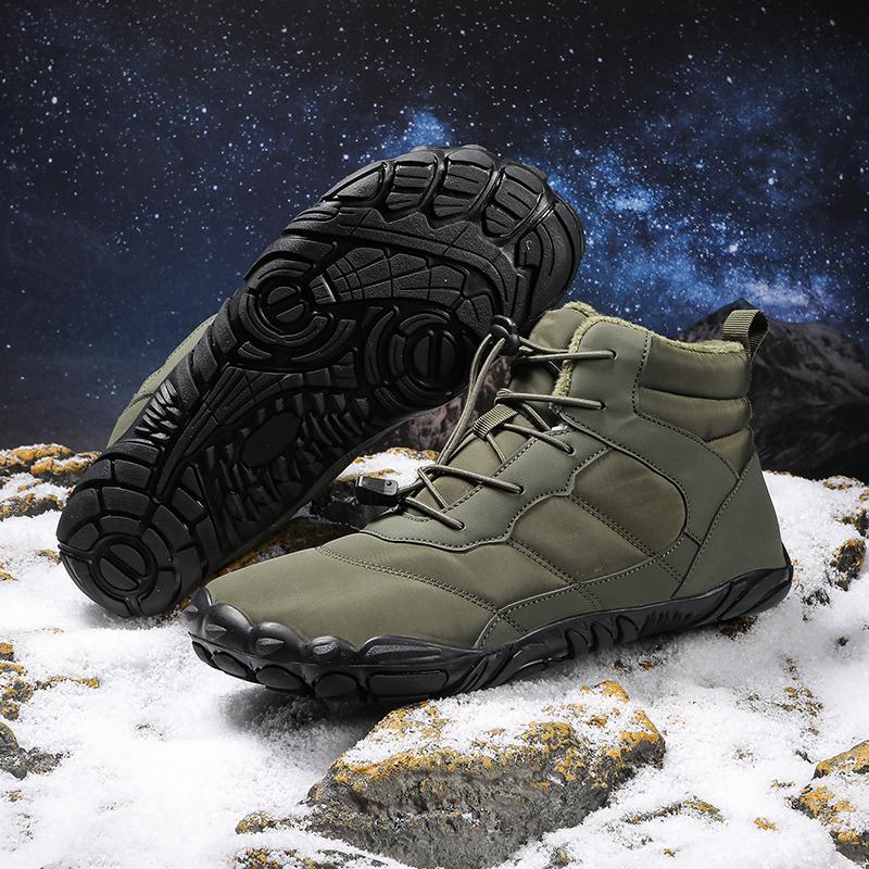 High-top Men's Winter Snow Boots Plush Warm Hiking Shoes Anti-slip Wear-resistant Outdoor Sneakers for Trekking Walking Camping Big Size
