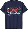 Funny Merry Christmas Buffalo Plaid Santa Hat Unisex Women TShirt Xmas Costume Novelty Gift Festive Santa Hat and String Lights