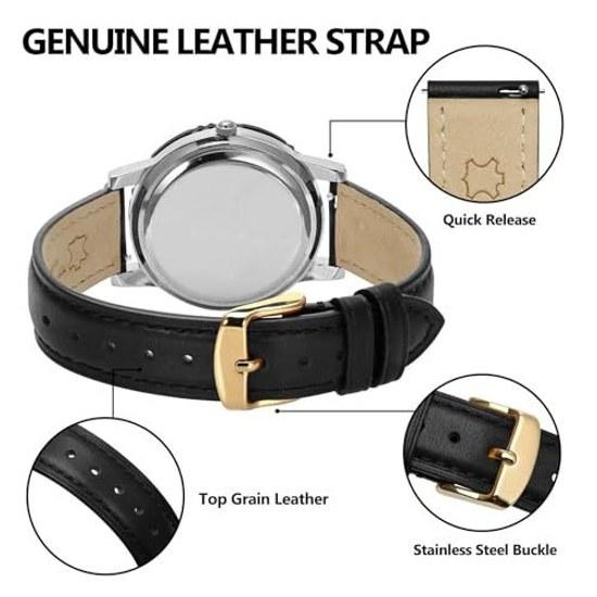 BISONSTRAP Watch Band Leather 12mm 14mm 15mm 16mm 17mm 18mm 20mm Wristwatch Belt Genuine Vintage Replacement Smartwatch Ladies Womens