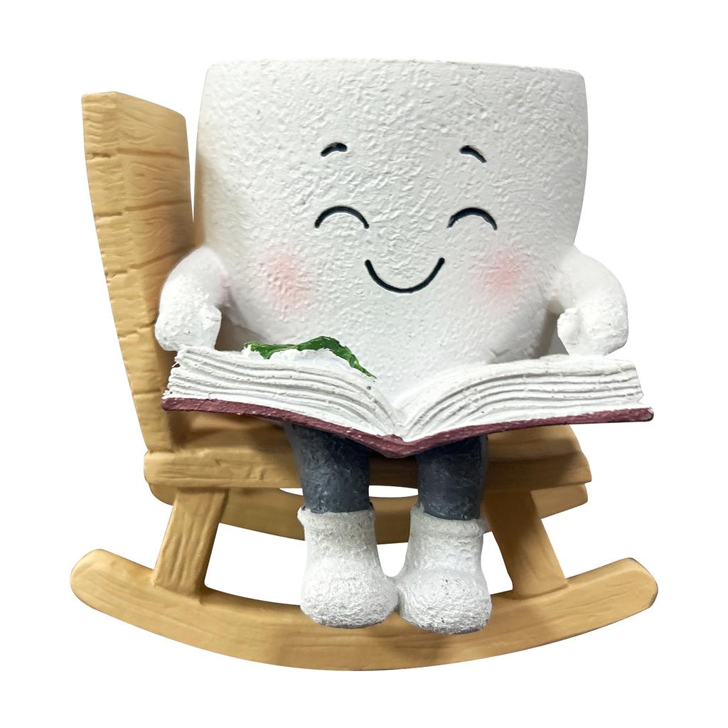 Chair Smile Face Planter Resin Hanging Cute Head Flower Pot with Swing Seat Creative Succulent Flower Pot Garden Plant Container