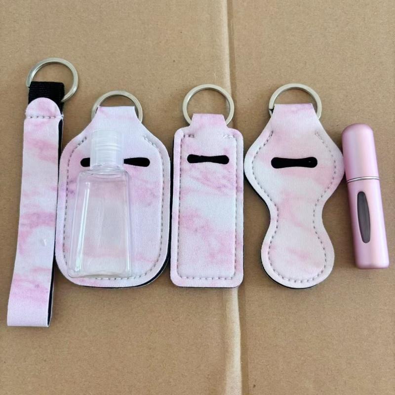 6pcs/set Travel Bottle Chapstick Lanyard Keychain Holders with Lipstick Holder Reusable Lip Balm Pouch Protective Cases