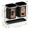 Cute Cat Kitchen Storage Basket Standing Durable Cutlery Holder Organizer No-drill Utensil Drying Rack Household