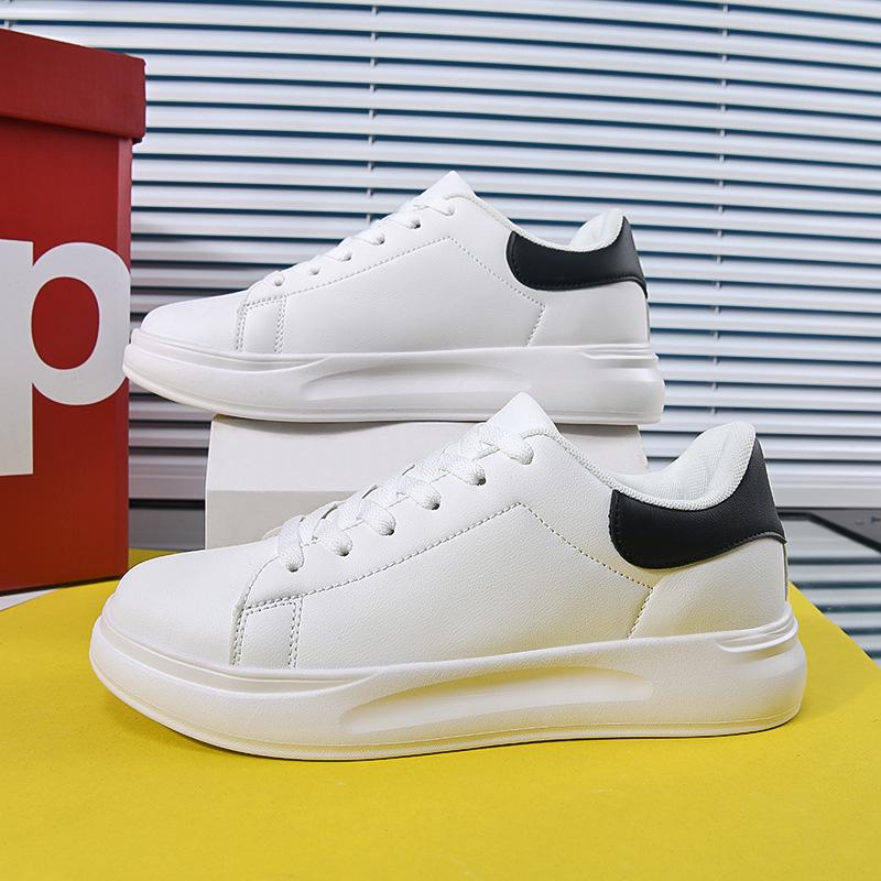 Unisex Plus Size White Leather Waterproof Shoes - Casual Spring/Autumn Sneakers for Teens