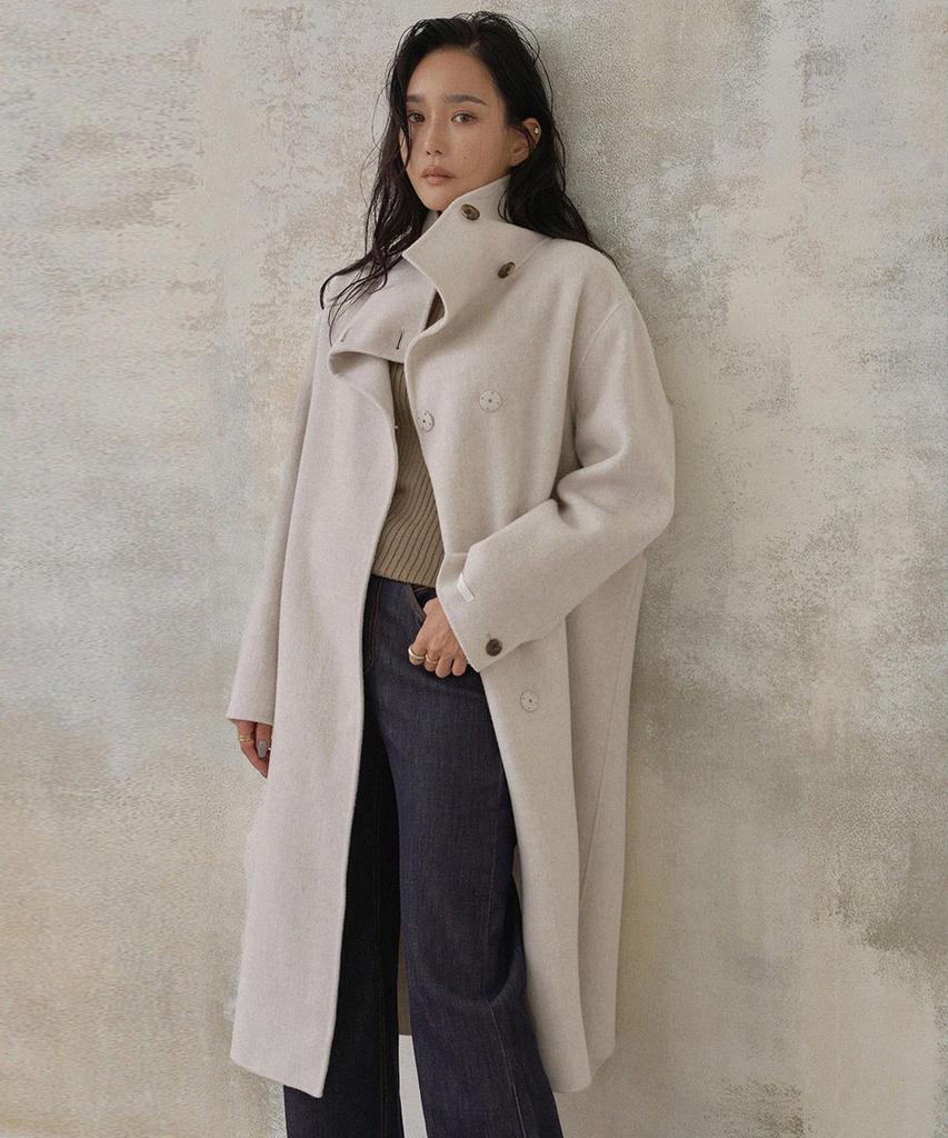 Memua Wool Handmade High-Neck Long Coat