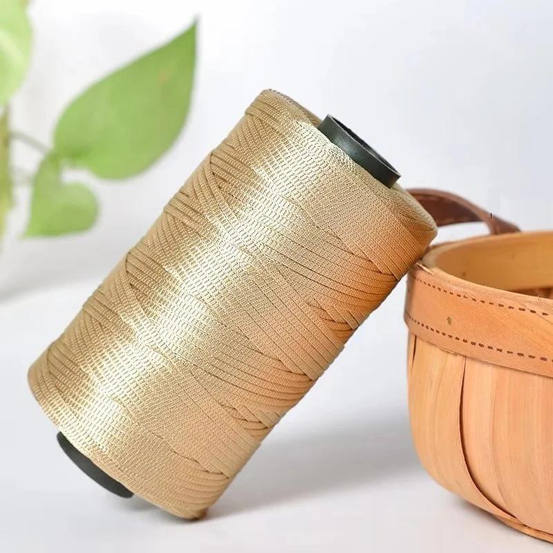 250g/Roll 2.5mm Ice Silk Thread Summer Crochet Yarn for DIY Knitting Bag Shoes Flat Hollow Yarn Hand-knitted Thread Supplies