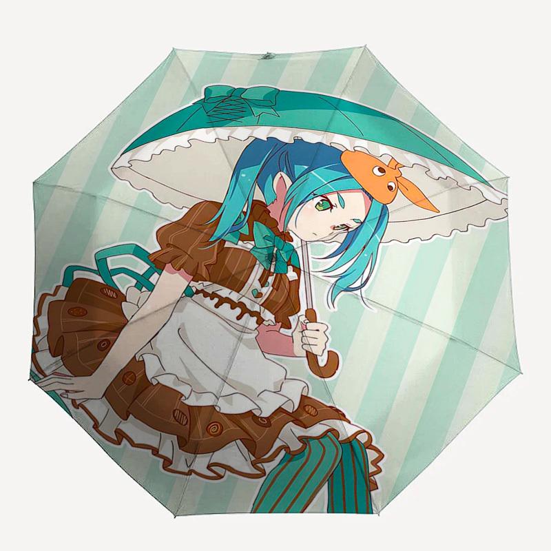 1pc Anime Character Inspired Outdoor Umbrella - Automatic Opening/Closing, Portable Tri-Fold Design with 8-Bone Iron Frame - Perfect Gift for Fan