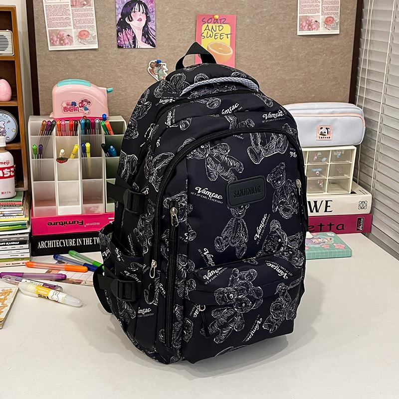 School bag junior high school girl Japanese cute printed bear new high school backpack cute girl travel backpack