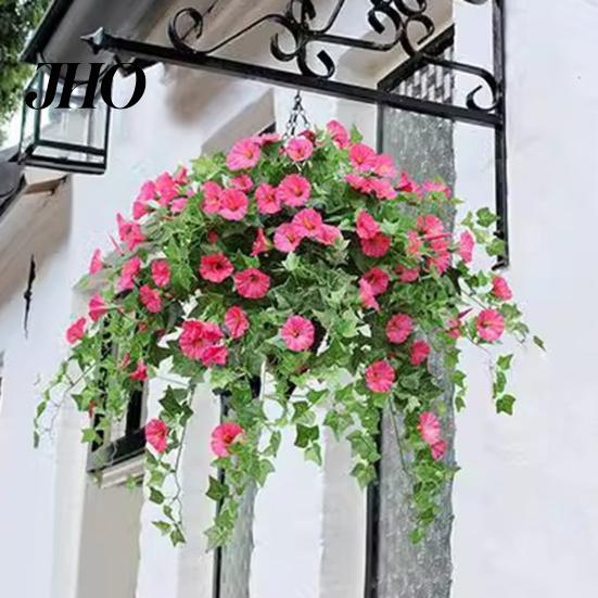 Künstliche Prunkwinde 44 Blüten Realistische Gefälschte Seiden-Petunienblumen UV-beständig Außen Dekoration Innen Garten Hof Wandbehang Kunstpflanzen Dekoration