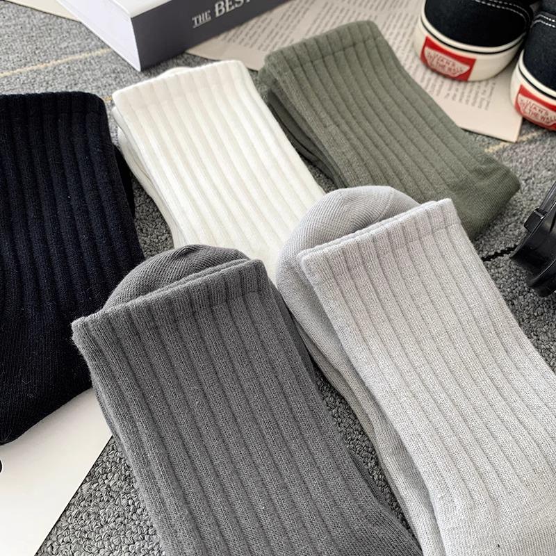 Șosete Bărbați Culoare Uni Negru & Alb, Lungime Medie - Anti-Miros, Absorbante, Respirabile, Design Sportiv Trendy pentru Băieți