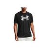 Under Armour Solid Color Logo Print Crew Neck Drop Shoulder Loose Fit T-Shirt Men Tops Black 1357234-001