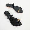 2026 New Luxury Women's Exquisite Slippers Summer Simple Buckle Black Fashionable Comfortable Personalized Pointed Flat Shoes