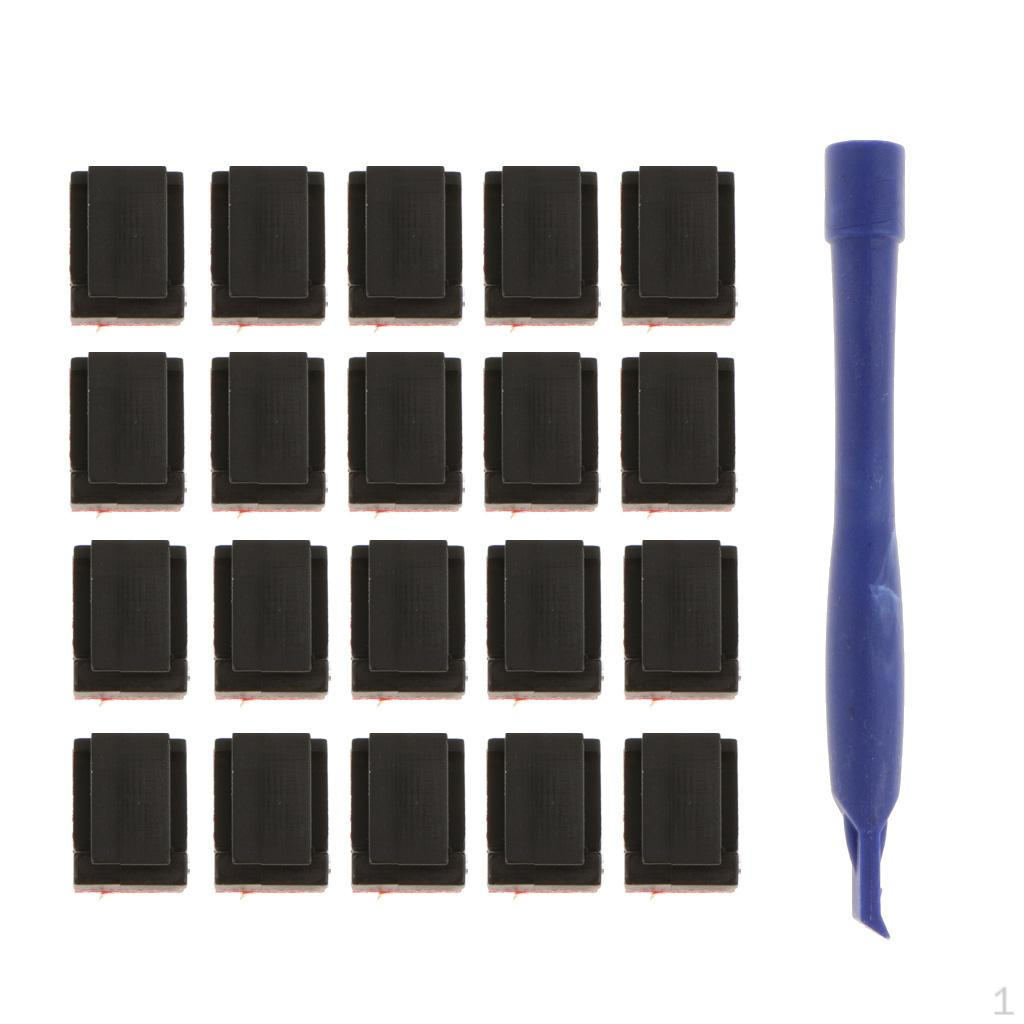 

20 Rectangle Tie Cord Cable Holder Clip Clips Clampd Self- S