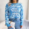 Autumn and Winter Fashionable Floral Long-sleeved Knitted Bottoming Sweater