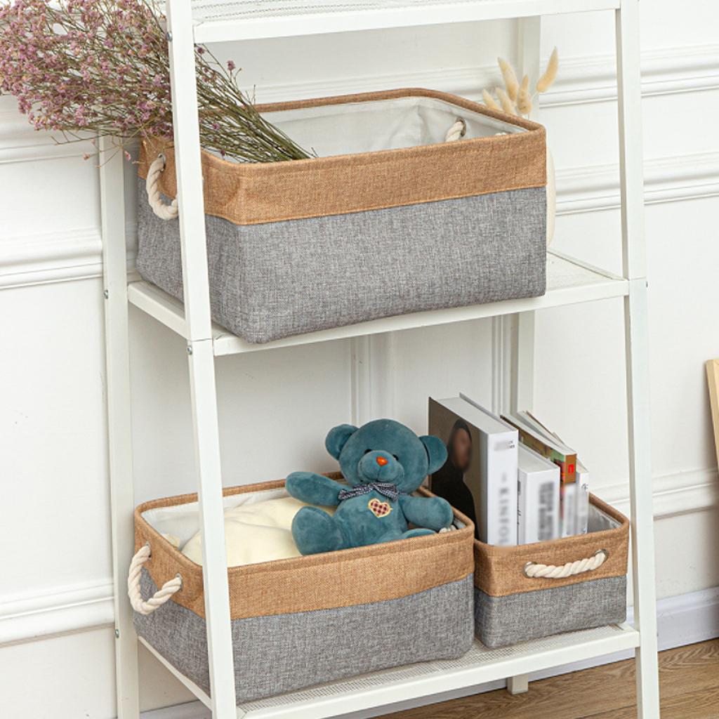 (Foldable for shipping) Simple lidless foldable storage basket, cotton and linen storage box, canvas clothes organizer,