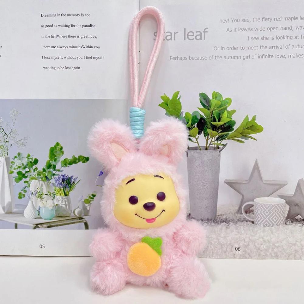 Anime Cartoon 12cm Winnie Pooh Hand Rope Series Plush Keychain  Cute Doll Accessories Trendy Christmas Birthday Toys Gift