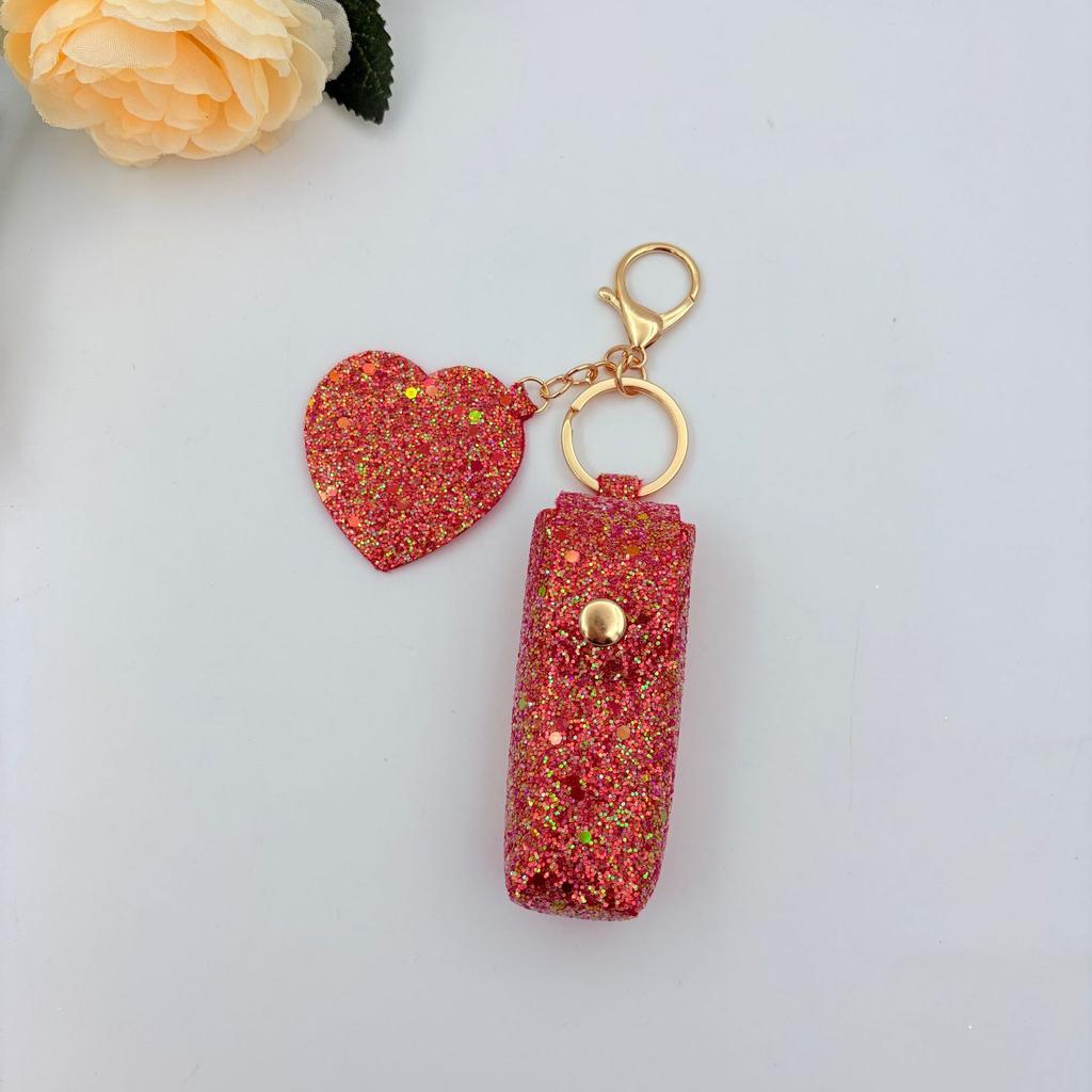 1PC sequined lipstick leather case, single-piece red envelope, portable keychain ins lipstick bag pendant.