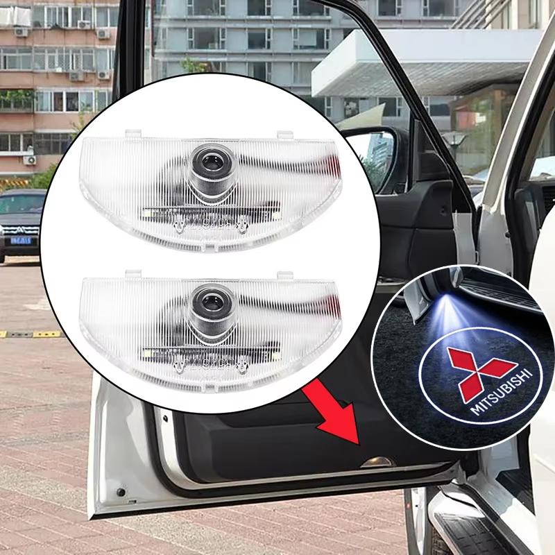 2PCS Led Car Door Ghost Light Projector Welcome Lamp for Mitsubishi Pajero 2008-2020 Grandis 2009 Shadow Ambient Auto Parts