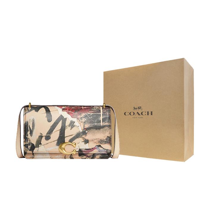 New COACH MINT+SERF Collaboration Bandit Cow Leather Shoulder Bag, Crossbody Bag Medium Size Women's Graffiti Color CE179-B4RHR
