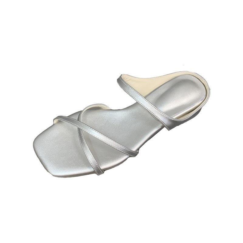 French Gentle Cross with Open-toed Sandals Women's Summer Temperament Square Head Fashion Niche Drag