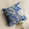 Deluxe Floral Blue Royal Chenille Woven Home Decorative Pillow Case 45x45cm Rope Pipping 1 Piece Pack