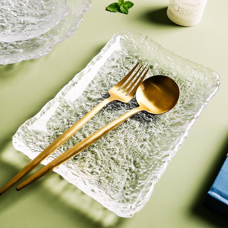 Ruhan Japanese Ice Dew Crystal Glass Serving Plate