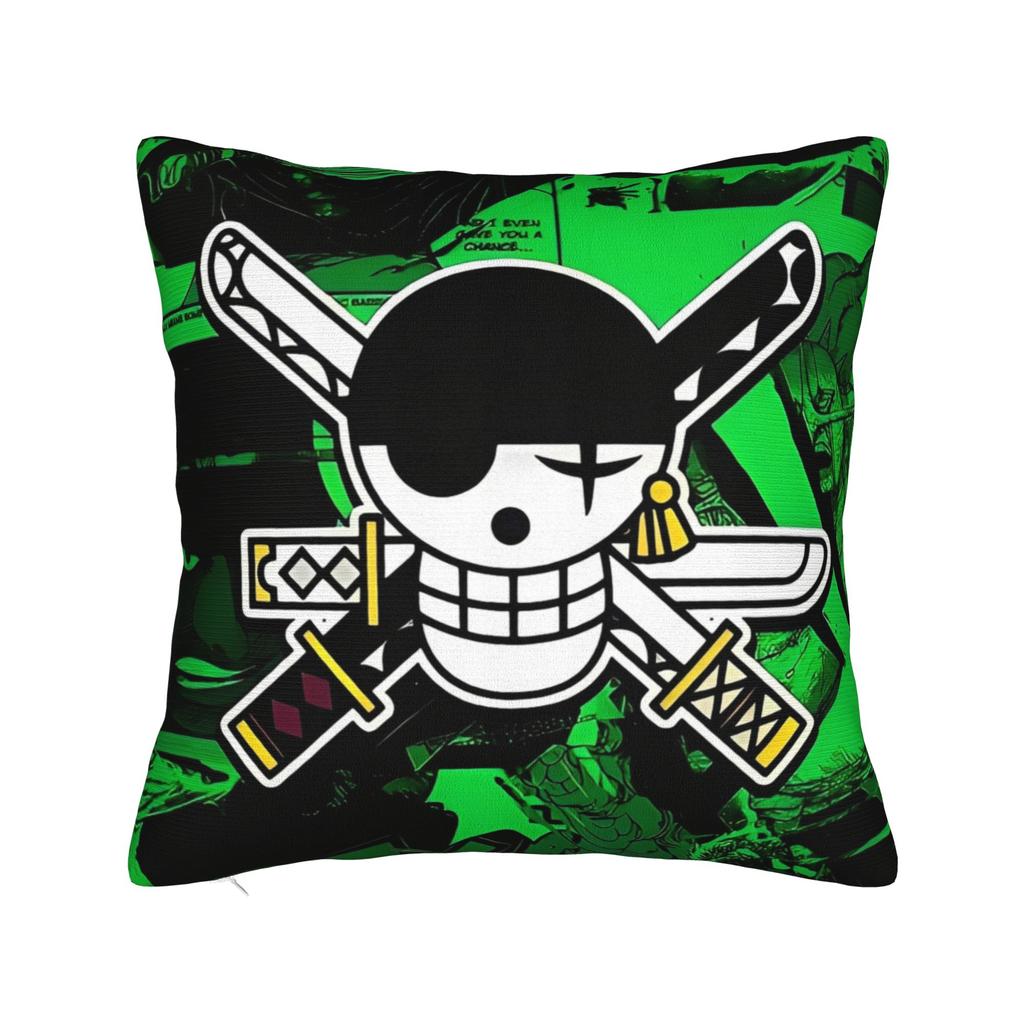 Luffy Anime  Skull Square Pillow Case  Cushion Cover Funny Zipper Decorative Pillowcover for Sofa Cm