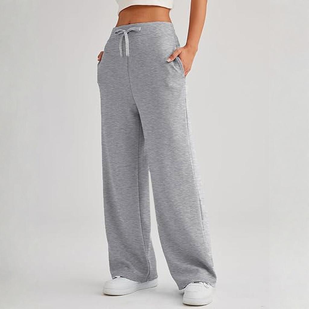 Women's Casual High- Wide-Leg Athletic Pants - Ideal For Sports & Fitness, Straight-Leg Silhouette