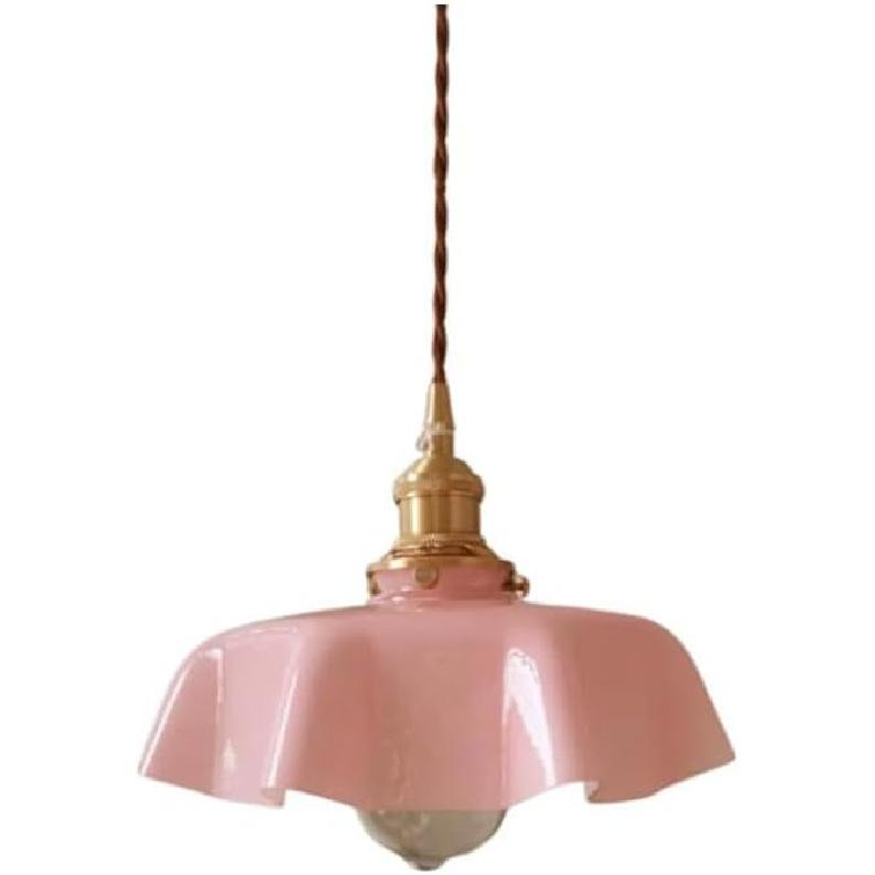 White Milk Glass Farmhouse Pendant Lights Brass Flower Shape Green Hanging Ceiling Lamp Kitchen Island Nordic Modern French Blue Chandelier Pink