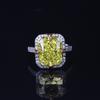 Stylish Women Jewelry Set Apple Green Ice Cut Necklace Kunzite High Carbon Diamond Ring Gemstone Gift Set