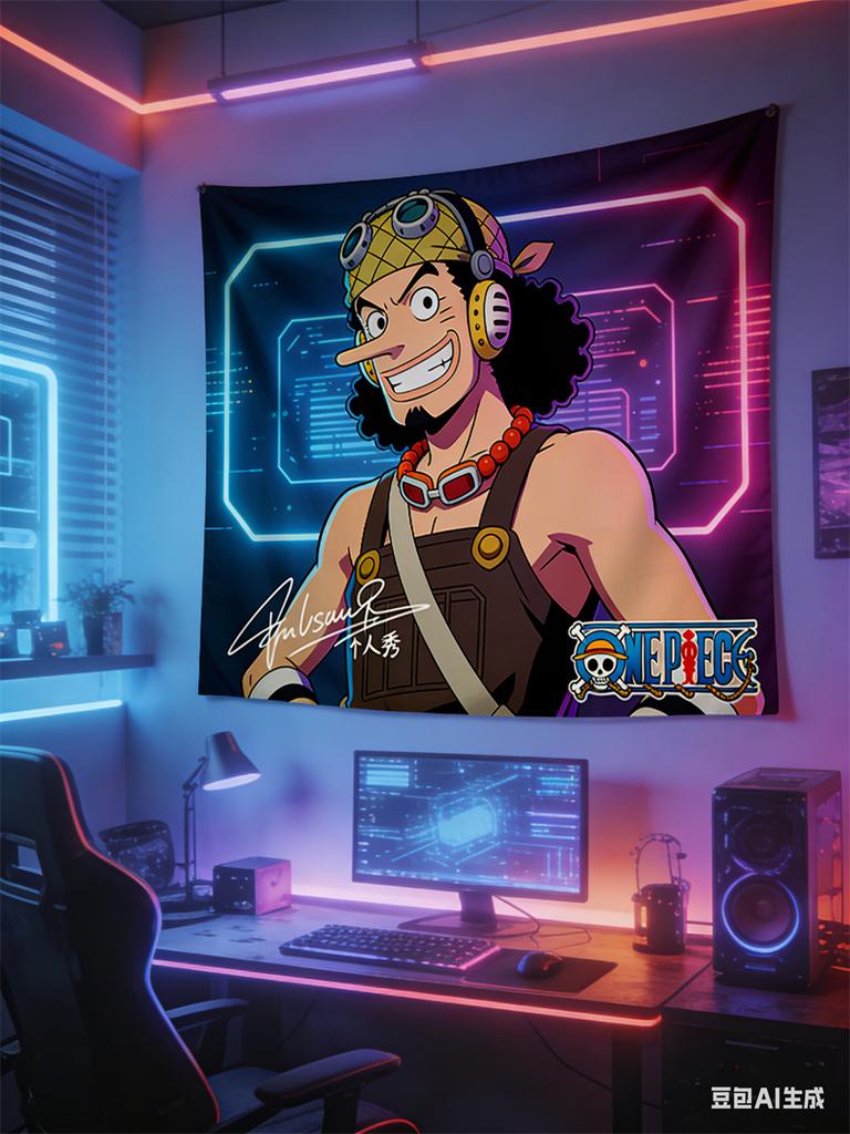 One Piece Anime Decor Tapestry Usopp Themed Wall Hanging Decorative Wall Cloth For Living Room Bedroom Dorm Room Decor