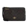 Cartera con Doble Cremallera 21 Diseño de Logo Cierre de Cremallera Cartera de Lona Recubierta y Cuero Cartera para Mujer Negra CX161-IMXAQ