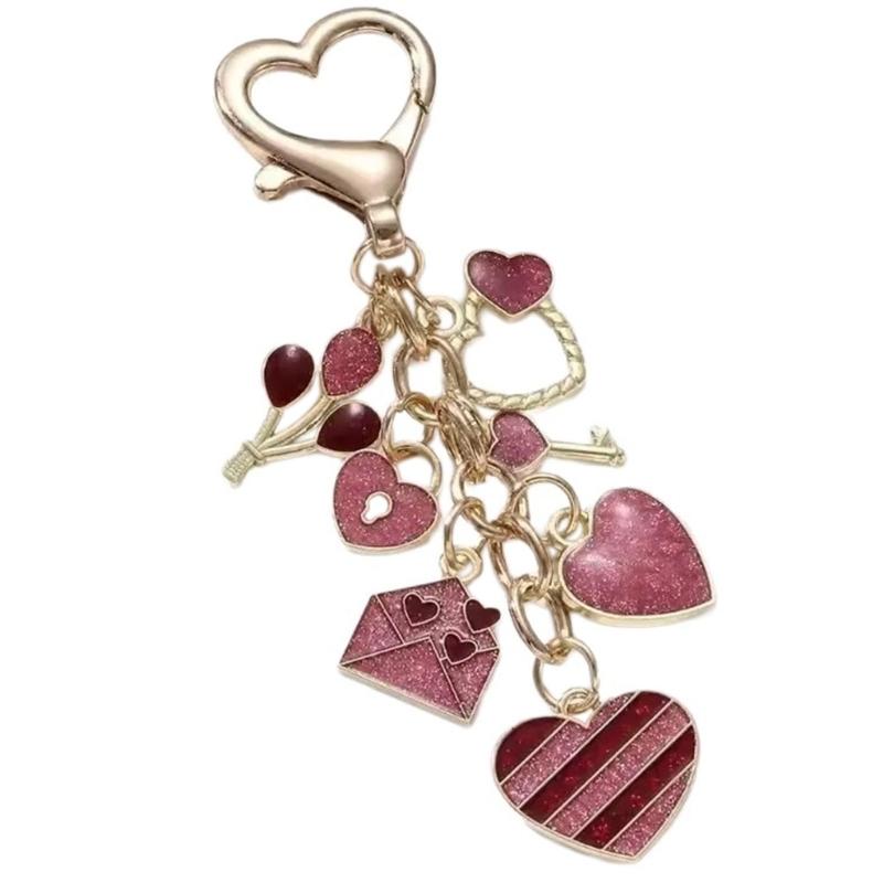 

Elegant Heart Designs Keychain With Sequins And Butterfly Tassels Bag Charm Backpack Pendant For Enhancing Bag Style