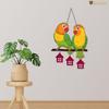 Cute Pair of Parrot Wooden Wall Hanging for Home Decoration | Garden Balcony | Office | Cafe | Decorative Door Hanging | Festive Decor