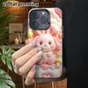Carcasa de telefon: Plat 2D, se potrivește pentru iPhone 18 17 16 15 14 13 12Pro, iepuraș roz cu urechi moi, cadou perfect de Crăciun și Halloween