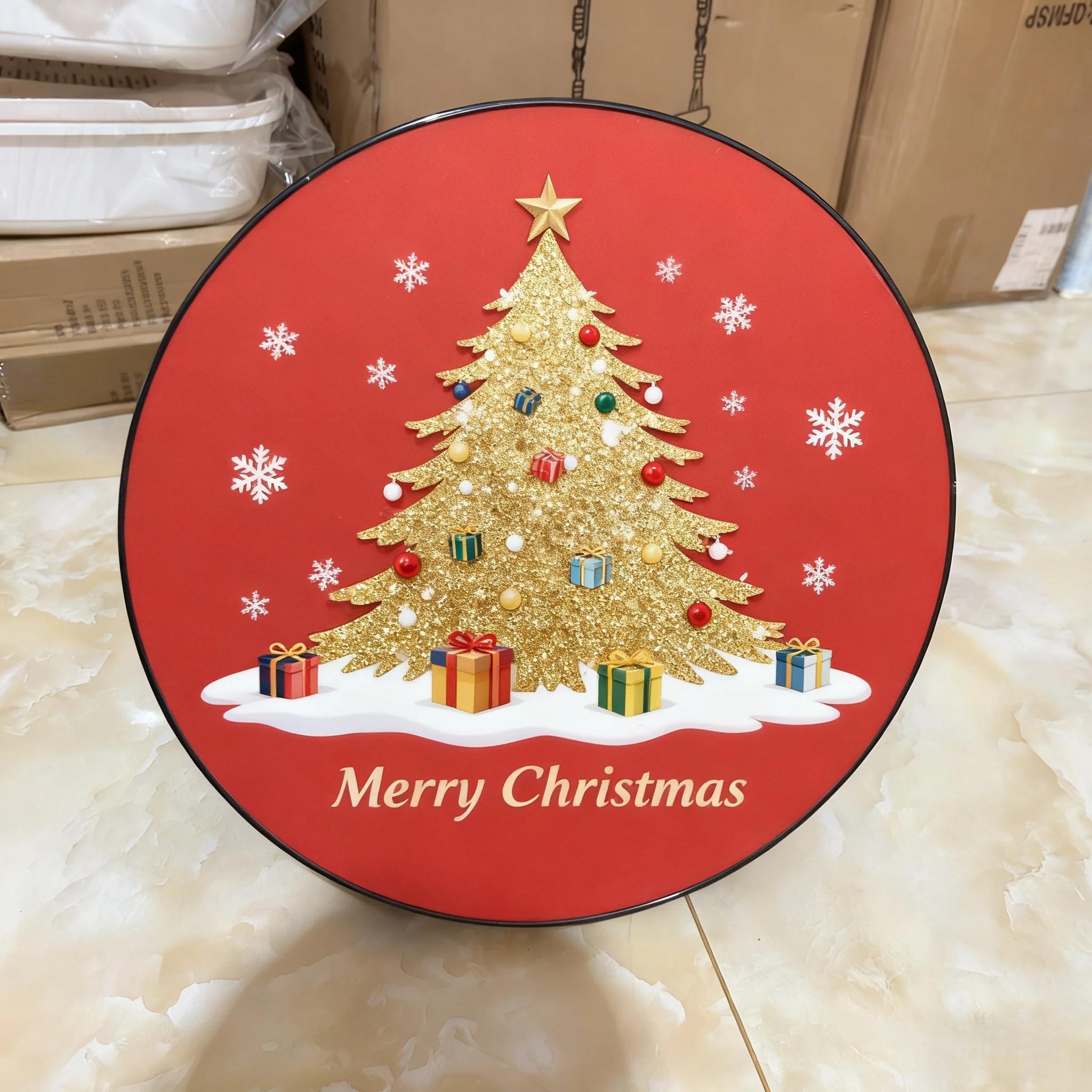 

Circular Photo Frame Paintings Christmas & Halloween - Festive Atmosphere Decorations Perfect Holiday Ornaments for Home & Room 20X20CM