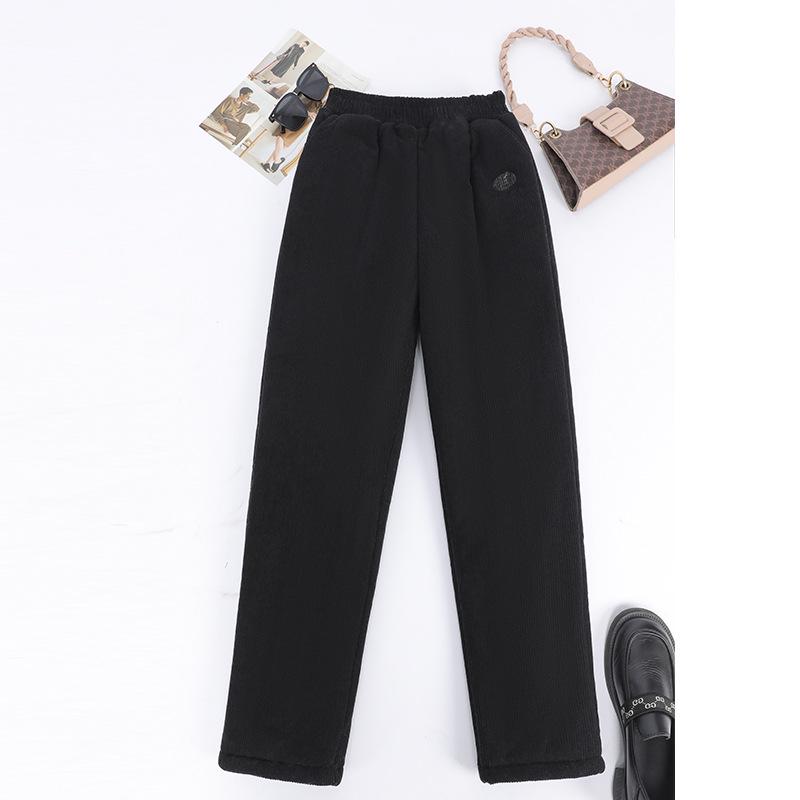 Plus Size Winter Velvet Pants for Middle-Aged Women - Warm, Loose, Casual Fit