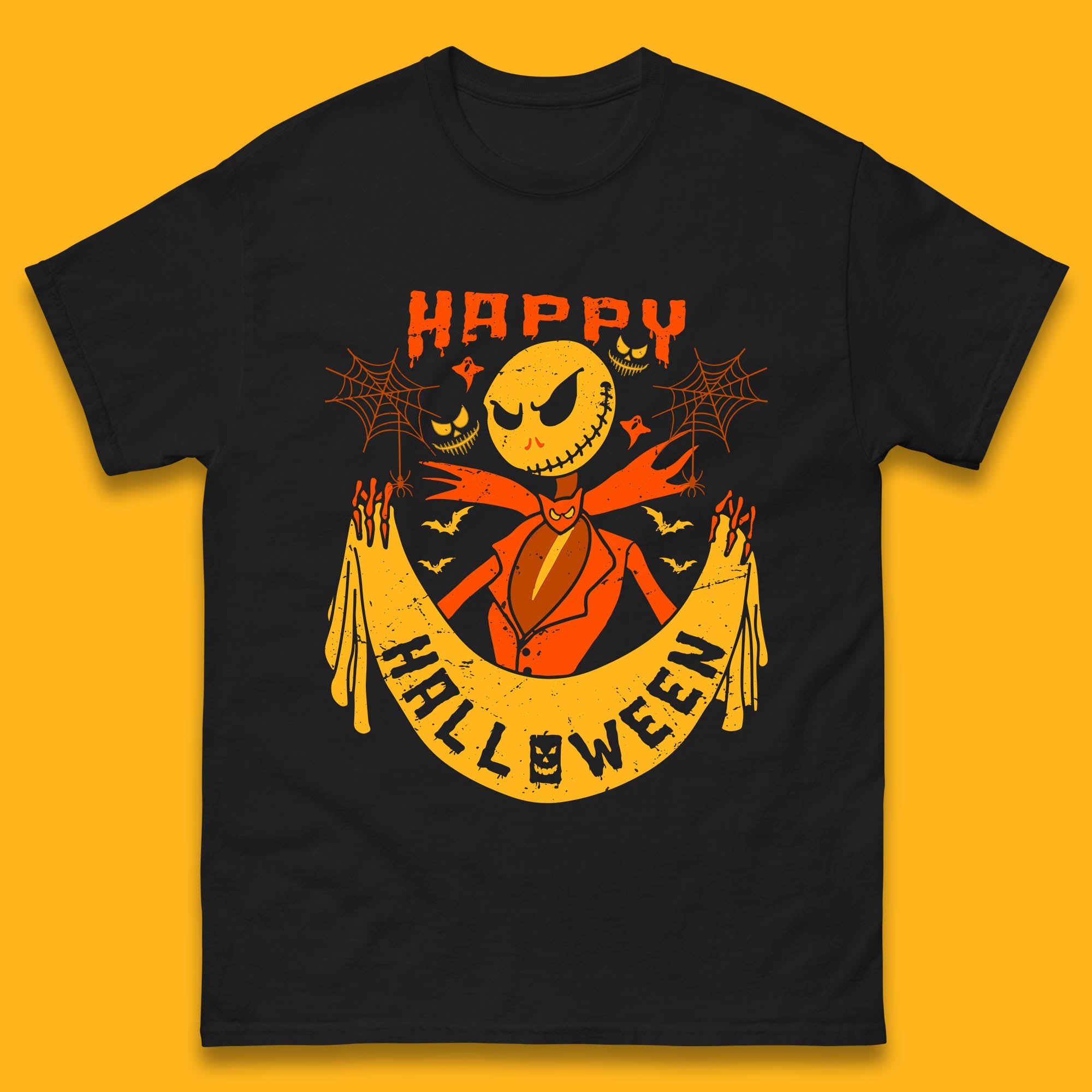 Halloween Jack Skellington Holding Banner Mens T Shirt Womens Tops Tees Nightmare Before Christmas Top M
