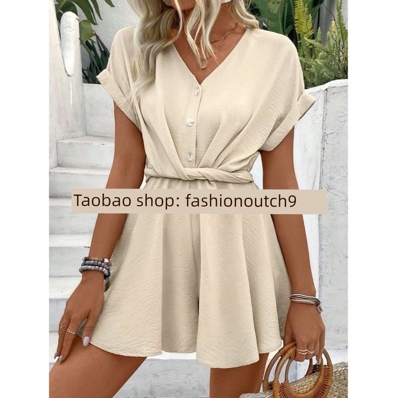 

2025 Женские шорты с рукавами «летучая мышь» и перекрученным швом Apricot XL