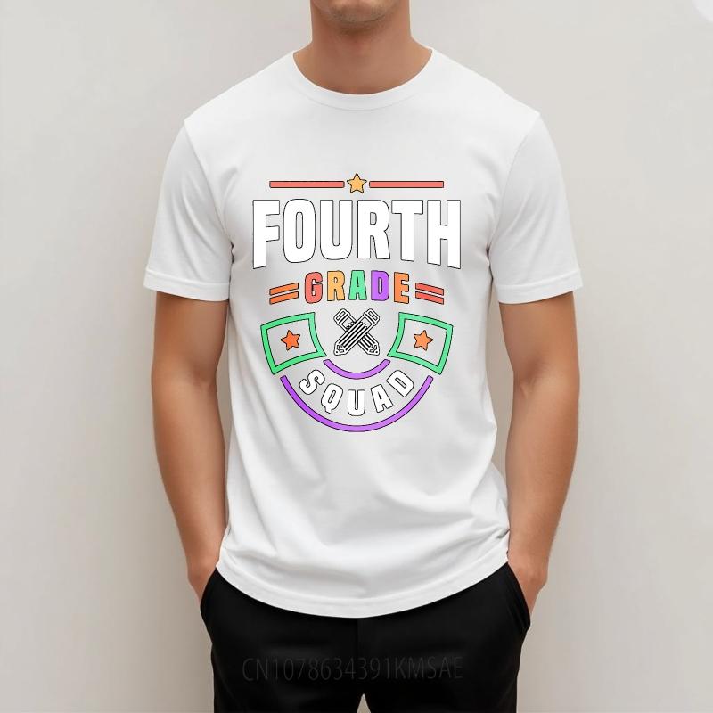 T-shirt d'été stylé Pour Lui Design Équipe de Quatrième Année Avec Étoiles Et Crayons Manches Courtes Nouvelle Arrivée Col Rond Hauts Unisexes