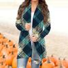 Women's Casual Fashion Plaid Print Half-open Collar Mid-length Irregular Hem Cardigan Jacket