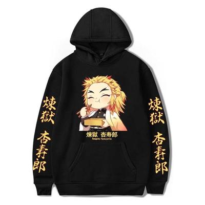 Anime Demon Slayer Hip Hop Manga Hoodie Japanese Streetwear Chibi Rengoku Eating Women Men Spring Autumn Hoodies Sweatshirts