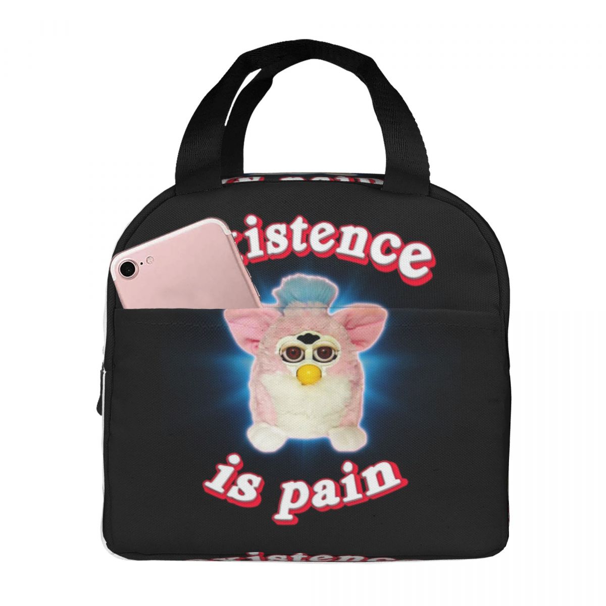 Furby Existence Is Pain Insulated Lunch Bag for Women Office Cooler Thermal Food Box Tote Leakproof Lunch Boxes Container One Size