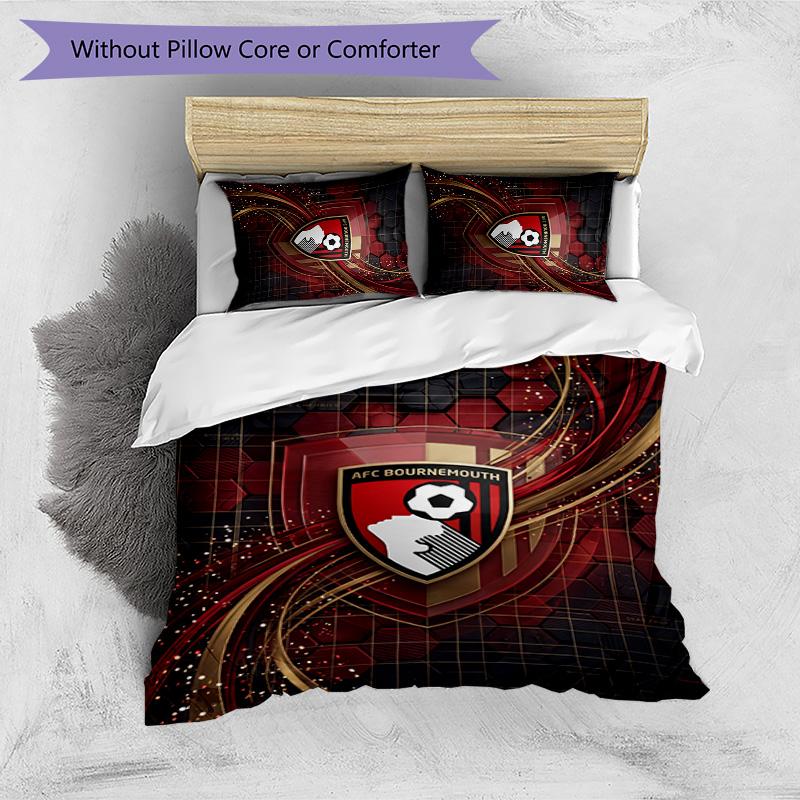 Set Lenzuola Stampato Calcio Bournemouth 3 Pezzi, Comodo Set Copripiumino per Camera da Letto Amico della Pelle
