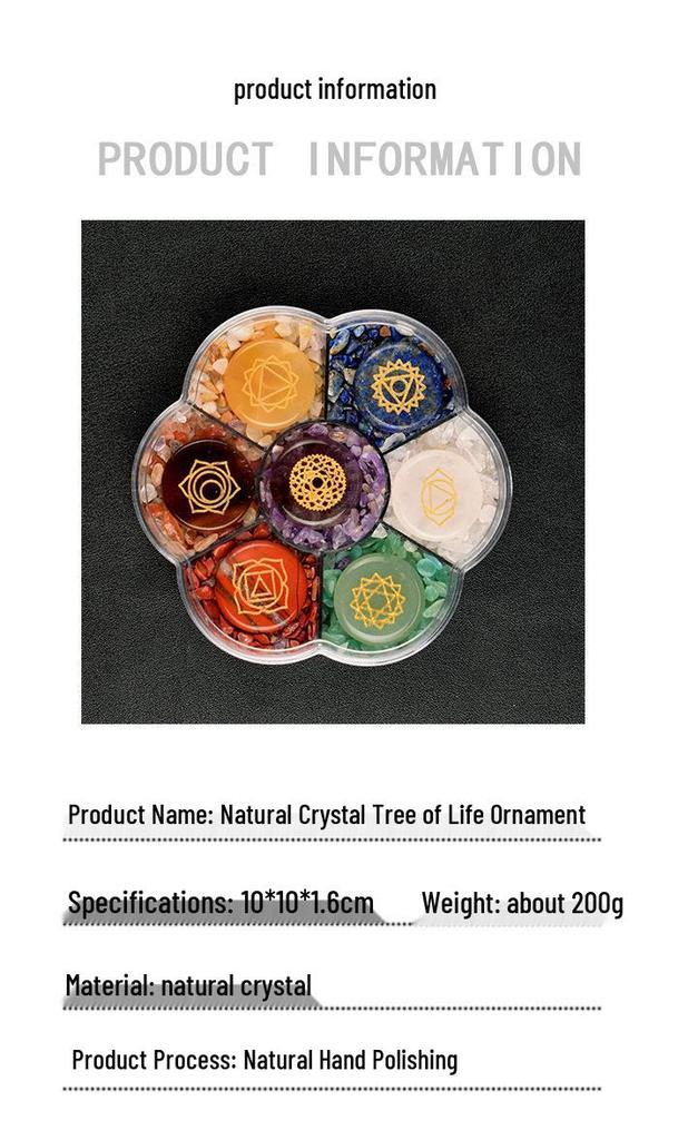 Seven-Color Crystal Agate Jade Chakra Plum Blossom Gift Set Ornament Craft