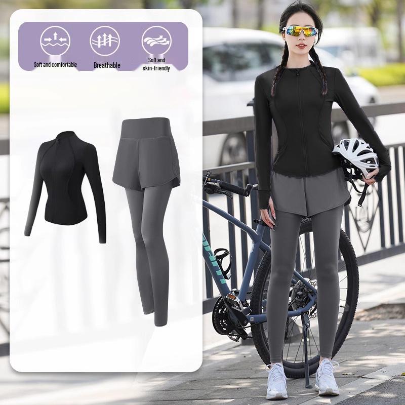 Women's Quick-Dry Long Sleeve Sports Set - Spring Fitness Cardigan for Outdoor Activities
