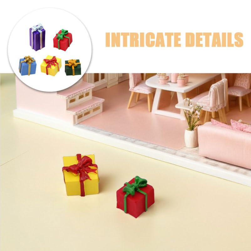 HEMOTON Christmas Tree Mini Resin Gift Charms, 30 Pieces, Assorted Colors, Mini Box Hanging Decoration Ornaments, Party Favors, for Craft Dollhouses