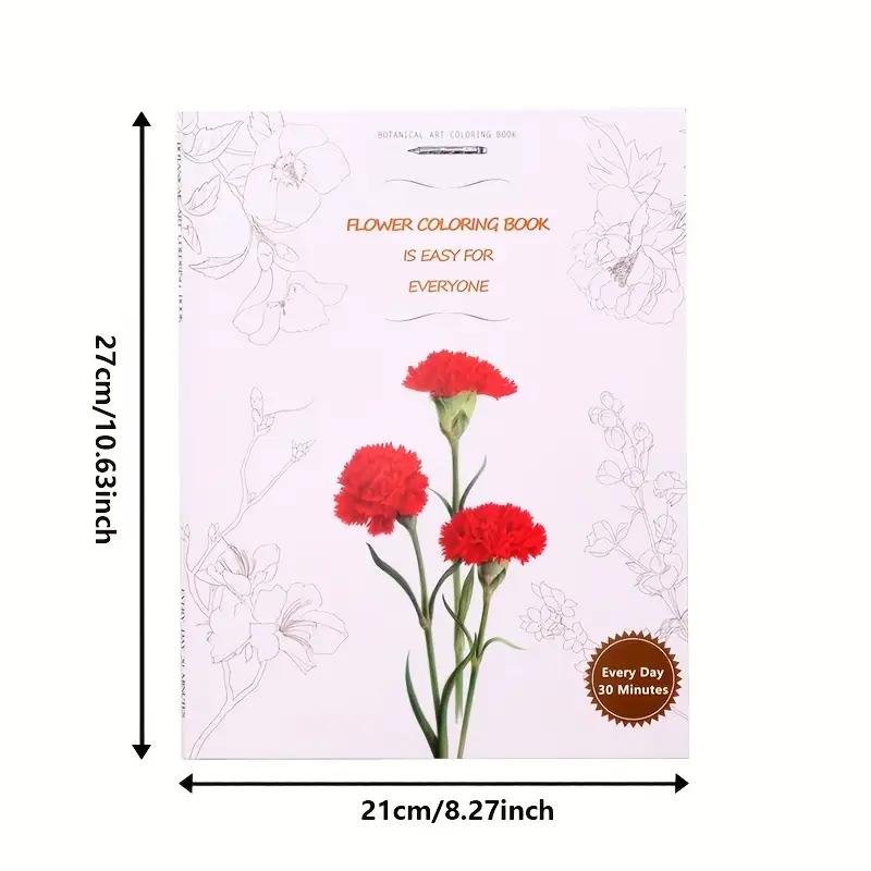 WTEMPO Flower Coloring Book for Adults & Teens High Quality Paper Artistic Floral Design with Exquisite Patterns DIY Stress-Relieving Coloring Books