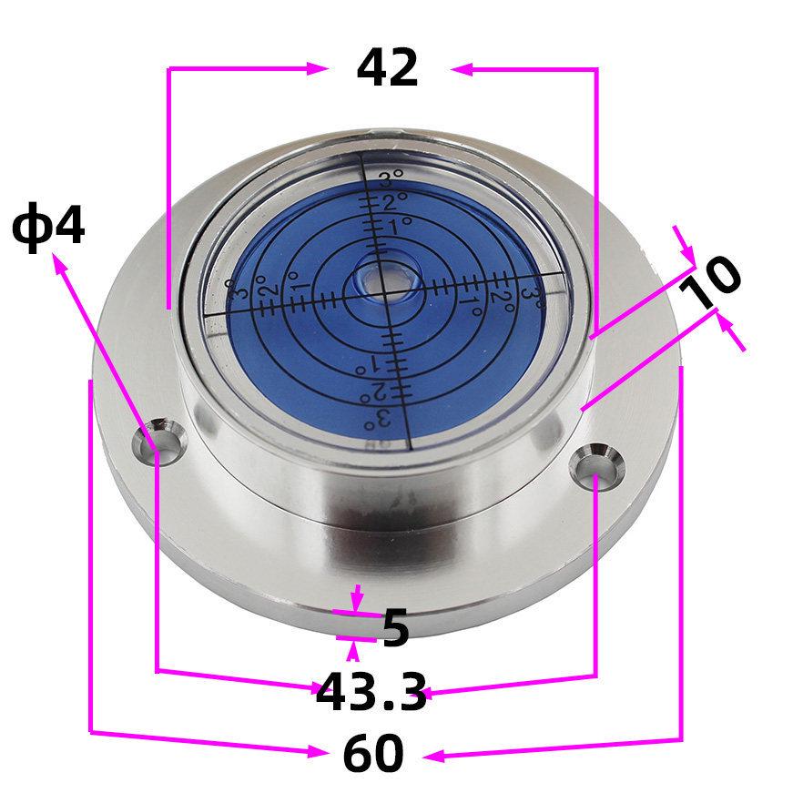 HACCURY Round Metal Spirit Level with Base Mounting Holes